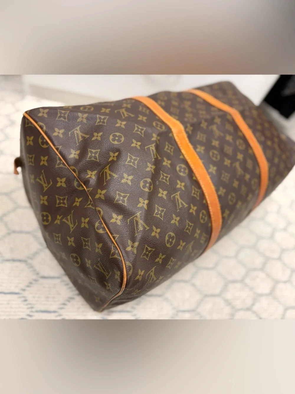 LOUIS VUITTON Vintage 80’s Brown Canvas Monogram LV Sac Souple 55 Travel Bag